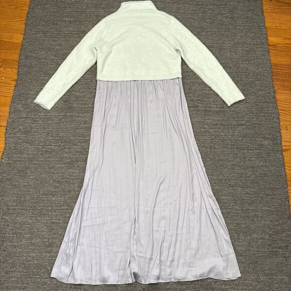 Anthropologie Thea Twofer Sweater Dress Women XL Maxi Mint Lilac Eyelash Boho - Picture 3 of 13